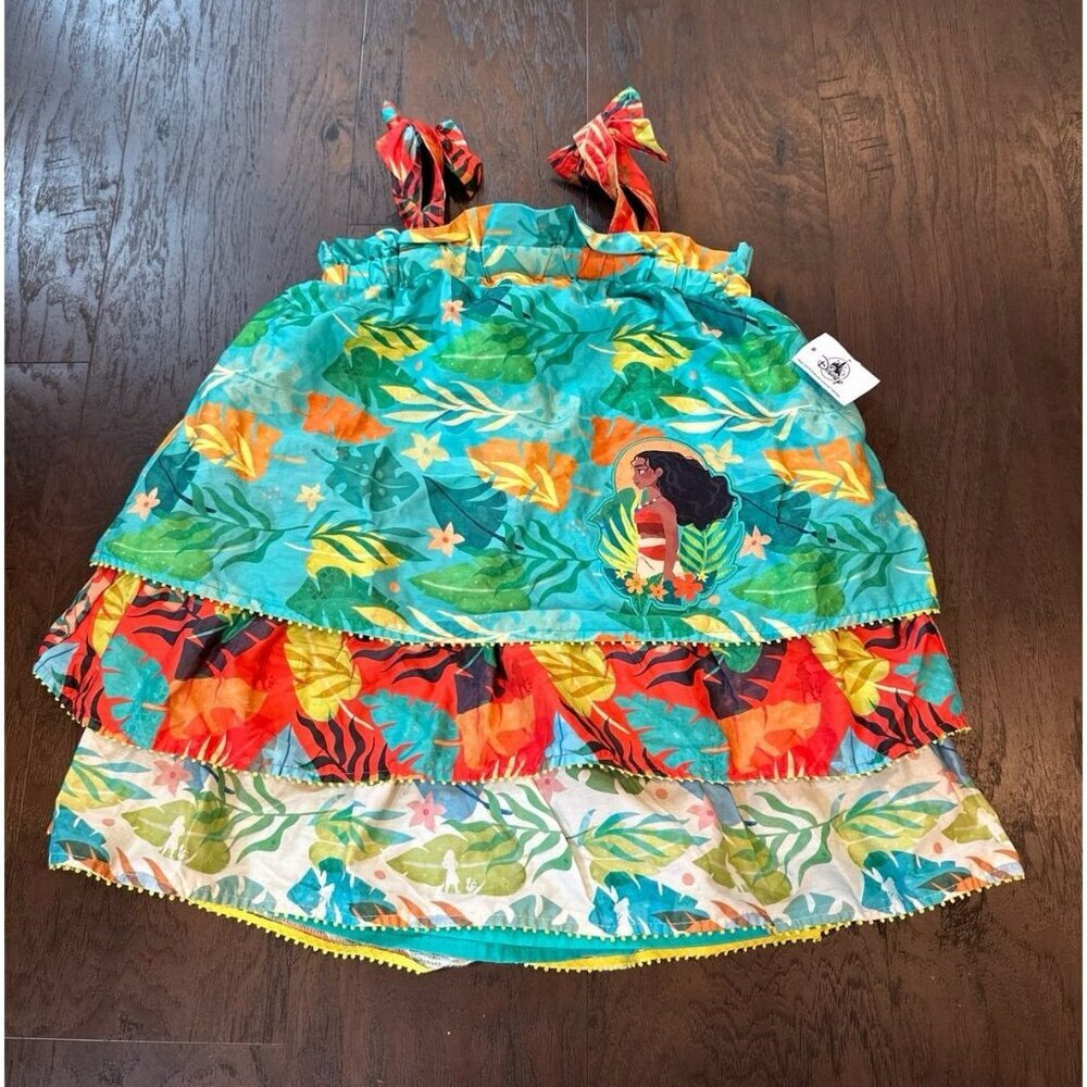Disney Store MOANA Bow Floral Ruffle‎ Dress nwt